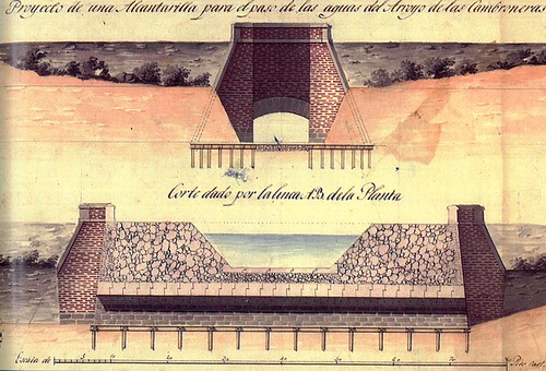 alcantarilla para el paso del arroyo de las Cambroneras por debajo del Canal Real. Atribuido a Miguel de Ynza . ca. 1826