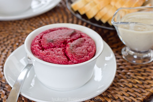 Beetroot Souffle with Anchovy Sauce