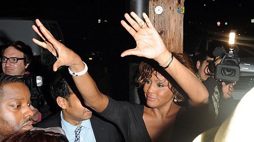 One of the last photographs of pop icon Whitney Houston who died on February 11, 2012. This photo was taken in Hollywood after a party where Kelly Price and her performed on stage. by Pan-African News Wire File Photos