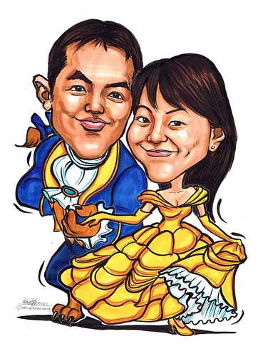 Beauty and The Beast couple caricatures