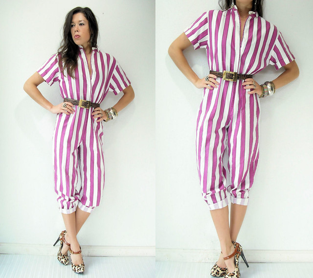 berry striped jumpsuit