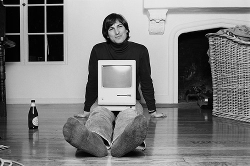 Steve Jobs with 1984 Macintosh by Norman Seeff