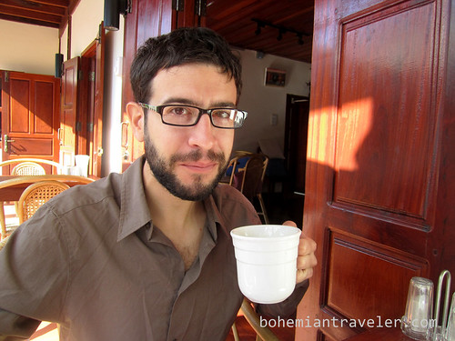 Stephen drinking coffee at Arthouse  Cafe