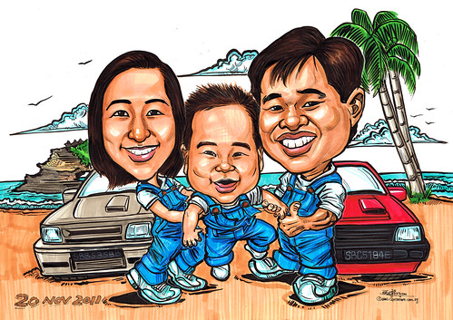 Family caricatures @ Bali beach