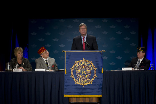 U.S. Secretary of Agriculture Tom Vilsack speaks to the American Legion prior to signing  a memorandum of understanding with the American Legion which will help our Nation's veterans and transitioning military service members find positions that promote agriculture, animal and plant health, food safety, nutrition, conservation and rural communities at the Washington Hilton in Washington, D.C., on Tuesday February 28, 2012.   USDA Photo by Johnny Bivera.