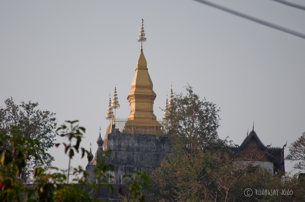 Stupa at the top of the hill in Luang Prabang Laos