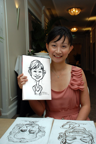 caricature live sketching for wedding dinner @ Goodwood Park Hotel - 1