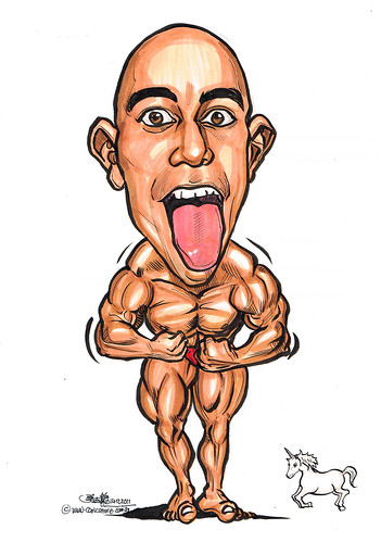 Bodybuilder caricature
