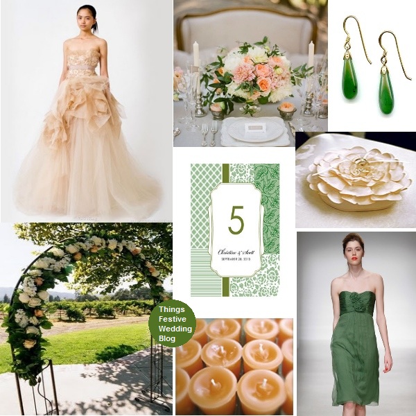 Forest Green Peach and ivory Wedding Theme Product image sources