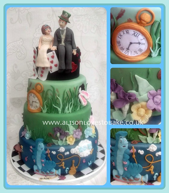 Alice in Wonderland wedding cake Designed by the bride this is the most 