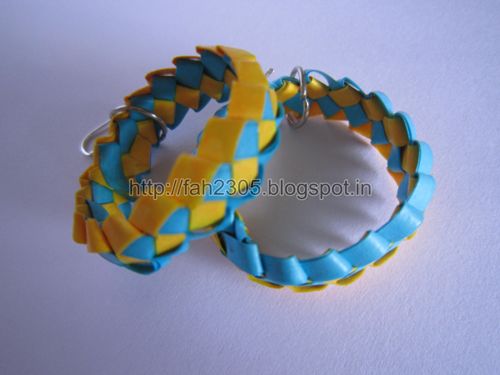 Handmade Jewelry – Paper Strips Knot Hoops (Blue-Yellow) 2 by fah2305