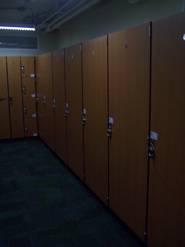 Lockers for commuters at the Indy Bike Hub/YMCA facility in Indianapolis, the mayor has locker #1 by rllayman