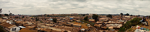 View of Kibera from the railroad tracks