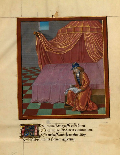 012- Rene d'Anjou escribe el relato de su sueño-fol 136v-Le livre du Coeur d'amour épris, par le roi René d'Anjou-1460-BNF