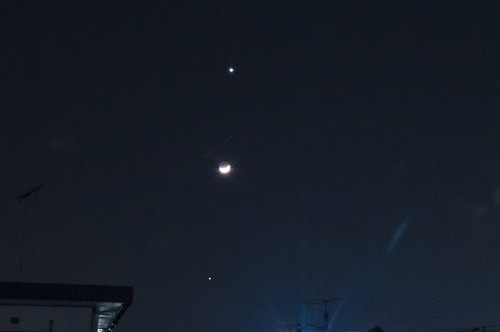 Venus, Moon, Jupiter and Airplane