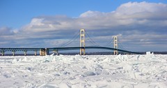 "Jagged Edge"   Winter at Mackinac Bridge  - Mackinaw City, Michigan by Michigan Nut