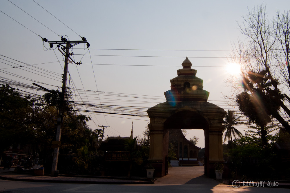 Gate of Wat Manorom in Luang Prabang Laos