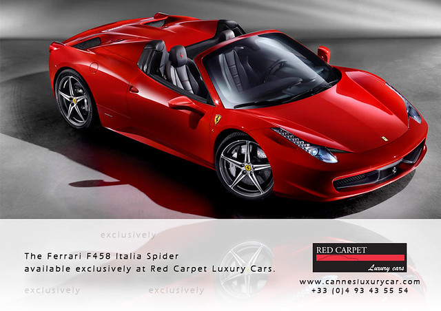The Ferrari F458 Italia Spider available exclusively at Red Carpet Luxury