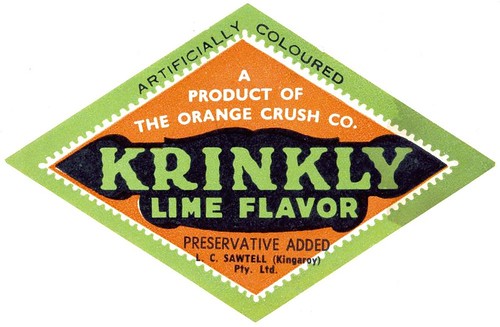 Label from a bottle of Krinkly Lime Flavour cordial