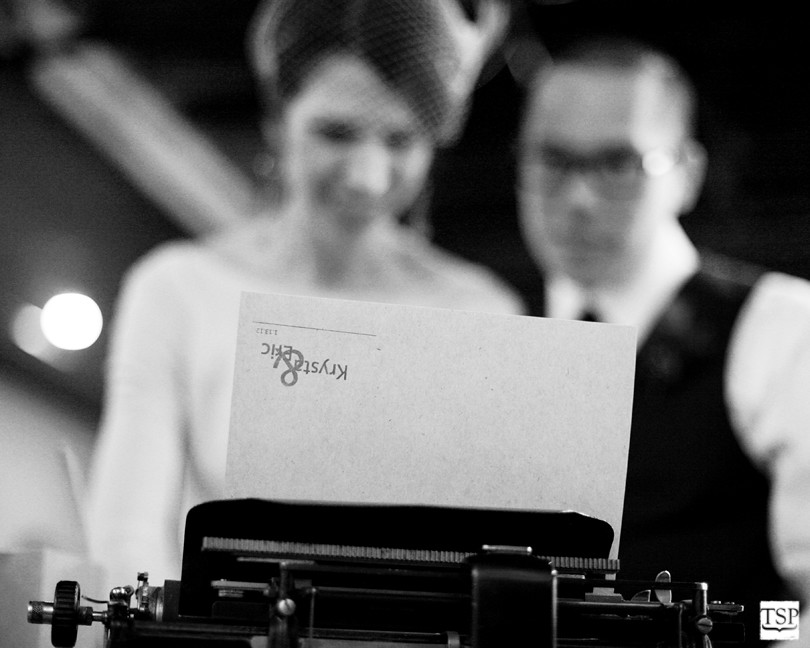 Bride and Groom with Typewriter and Letterhead