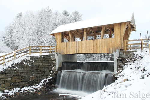 Surprise Snowfall at Chester's New Covered Bridge