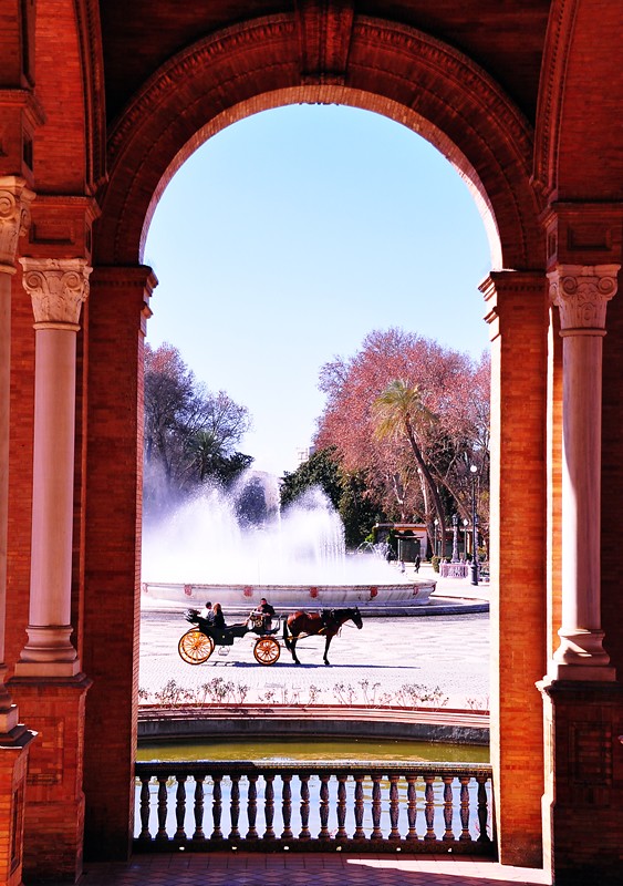 Horse and Carriage at Plaza de Espana in Seville