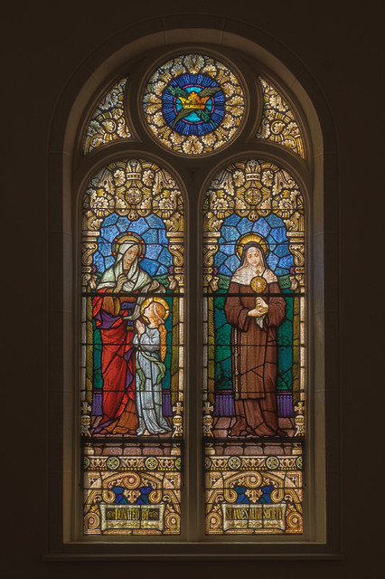 Church of the Risen Savior (Saint Joseph), in Rhineland, Missouri, USA - stained glass window with Saint Anne