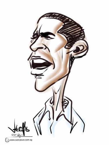 Barack Obama digital caricature on iPad2 Procreate