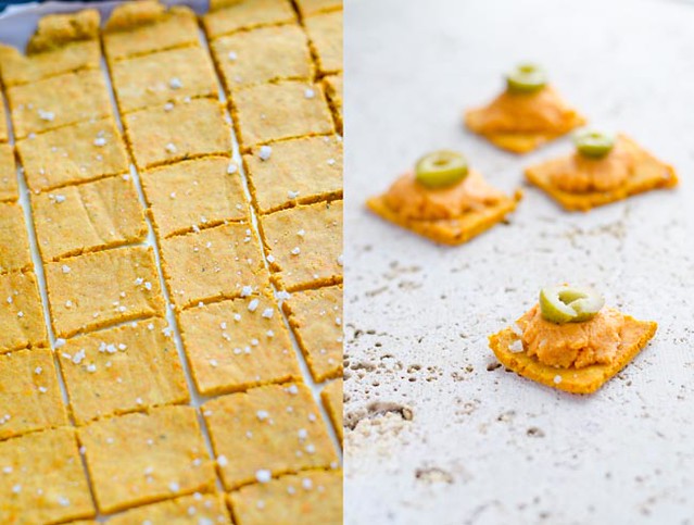 Gluten Free Crackers with Roasted Red Pepper Hummus by Mary Banducci