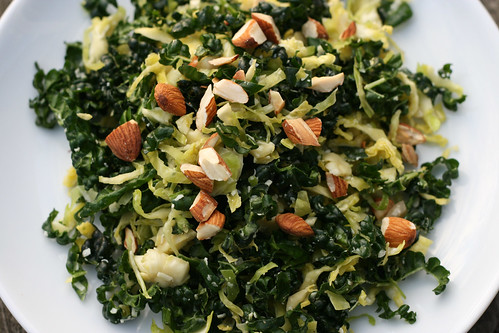 Raw Kale and Brussels Sprouts Salad