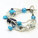Andrea Rosenfeld: Turquoise Pearl Sterling Aqua Howlite Blue Goldstone Glass Bracelet Healing Side