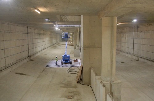 The bottom of the Crossrail station at Canary Wharf