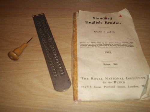 Braille Frame, punch, and Braille Handbook