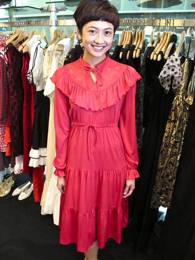 Lovely red 1970s ruffled dress