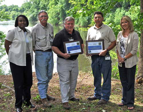 Ann English, NRCS State Conservationist for South Carolina (left) with Jeff Clark, Kershaw Soil and Water Conservation District Chairman; Vernon Hammond, WRP easement holder; and Kip and Jill Wolfe, WRP easement holders. 