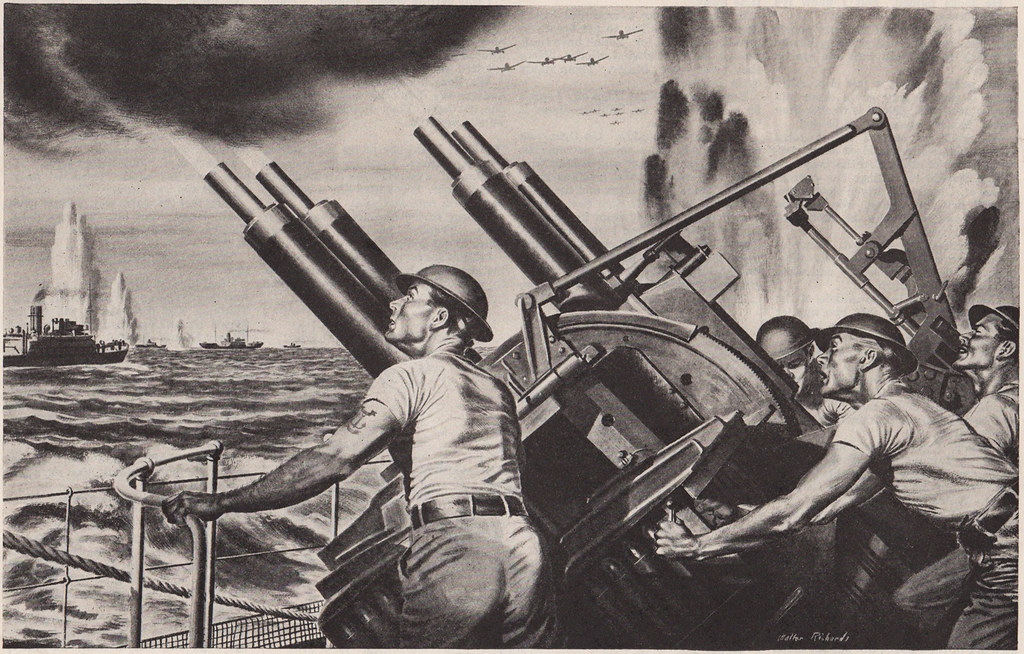 1942 Westinghouse Electric Illustration Navy Artillery anti-aircraft