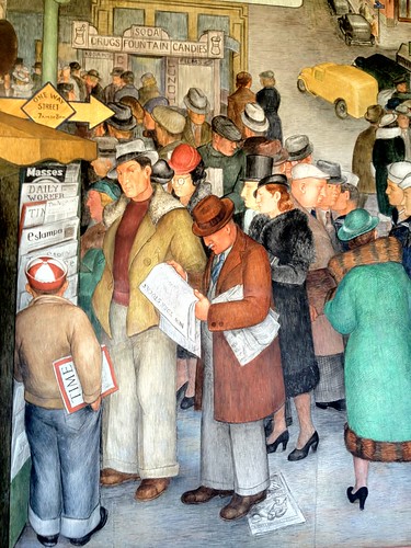 Part of the mural running around the base of the Coit Tower