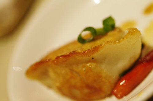 grilled dumpling on iron plate