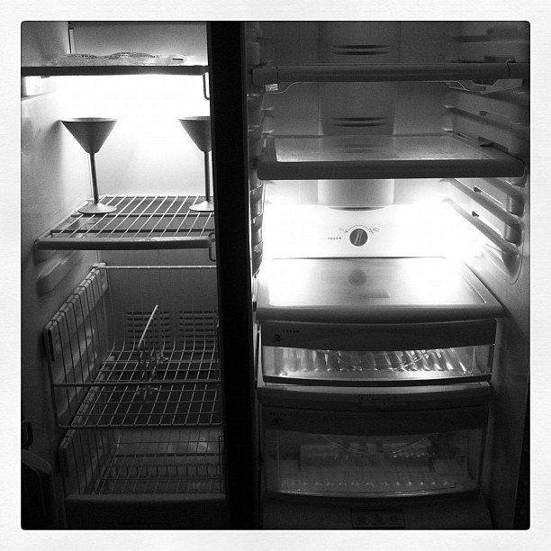One positive of the fridge dying is that it's now spotless.