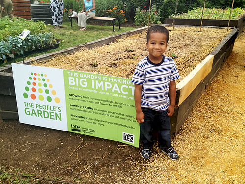 Bronson in the People’s Garden at USDA Headquarters in Washington, DC. On the opening day of the USDA Farmers Market on June 1, 2012, kids had the opportunity to participate in  a day filled with hands-on activities to help enhance their commitment to healthy eating and 60 minutes of physical activity every day.