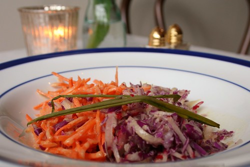 Simple, Elegant, FANTASTIC cabbage-carrot salad at Le Salbuen