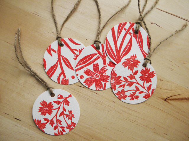 Gift Tag Set - Red Flowers