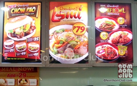 Chowking Menu Board with the New Chao Pao