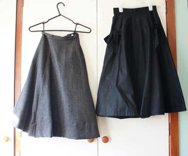 full skirts black grey wool