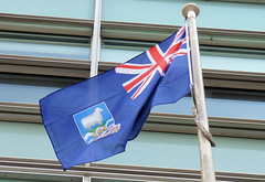 Flag of the Falkland Islands flying outside Eland House