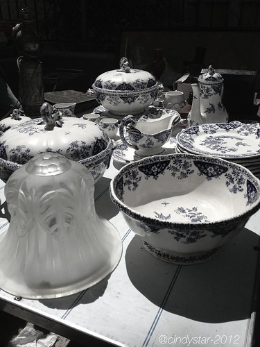 vintage black&blue bone china tableware