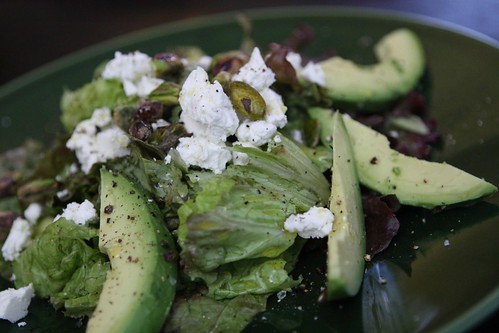 Red Leaf Salad with Avocado, Goat Cheese, and Pistachios