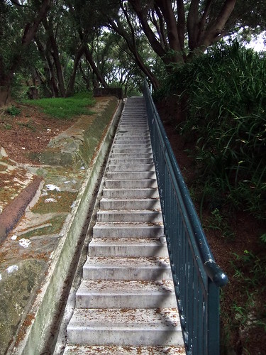 The stairs with one sided rail