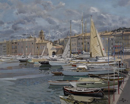 Gabriel Deschamps - The Harbour at Saint Tropez by Gandalf's Gallery