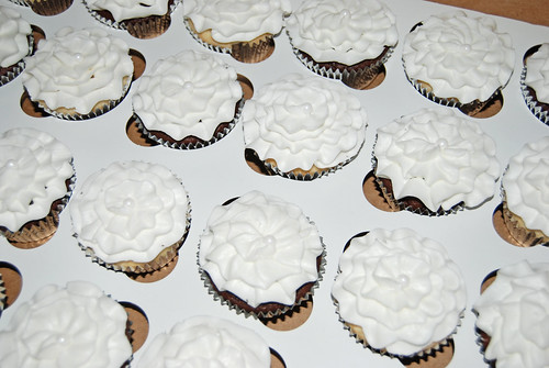 white ruffle cupcakes for First Holy Communion Celebration